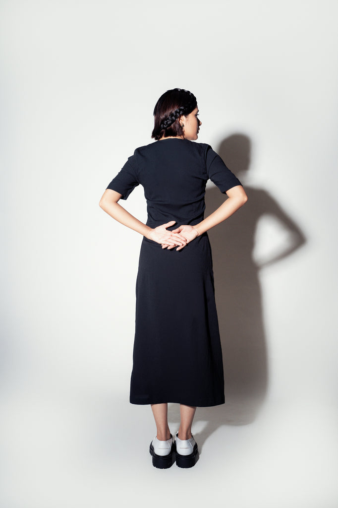 charcoal button up dress Online