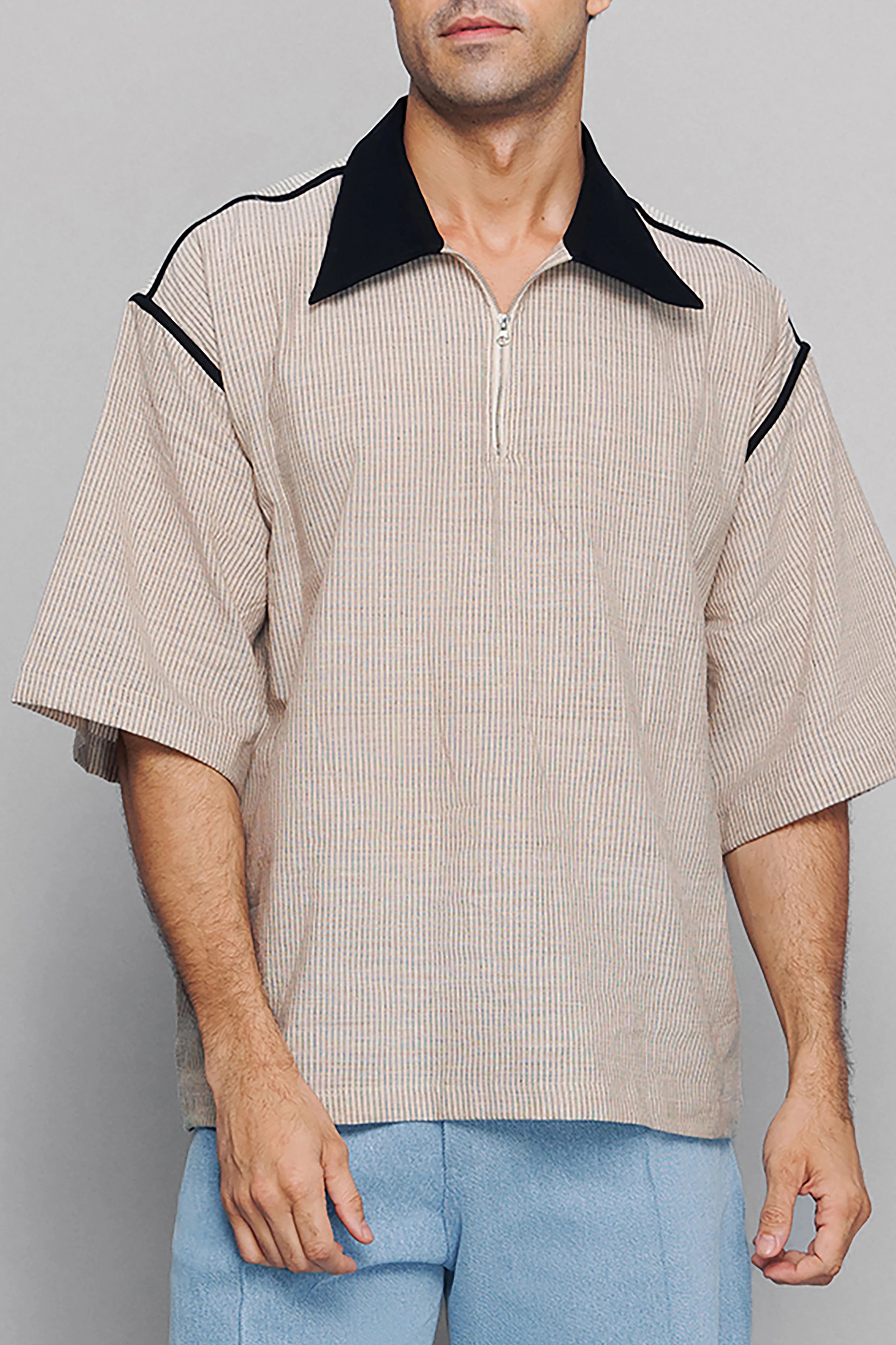 Collared Zip Box Tee