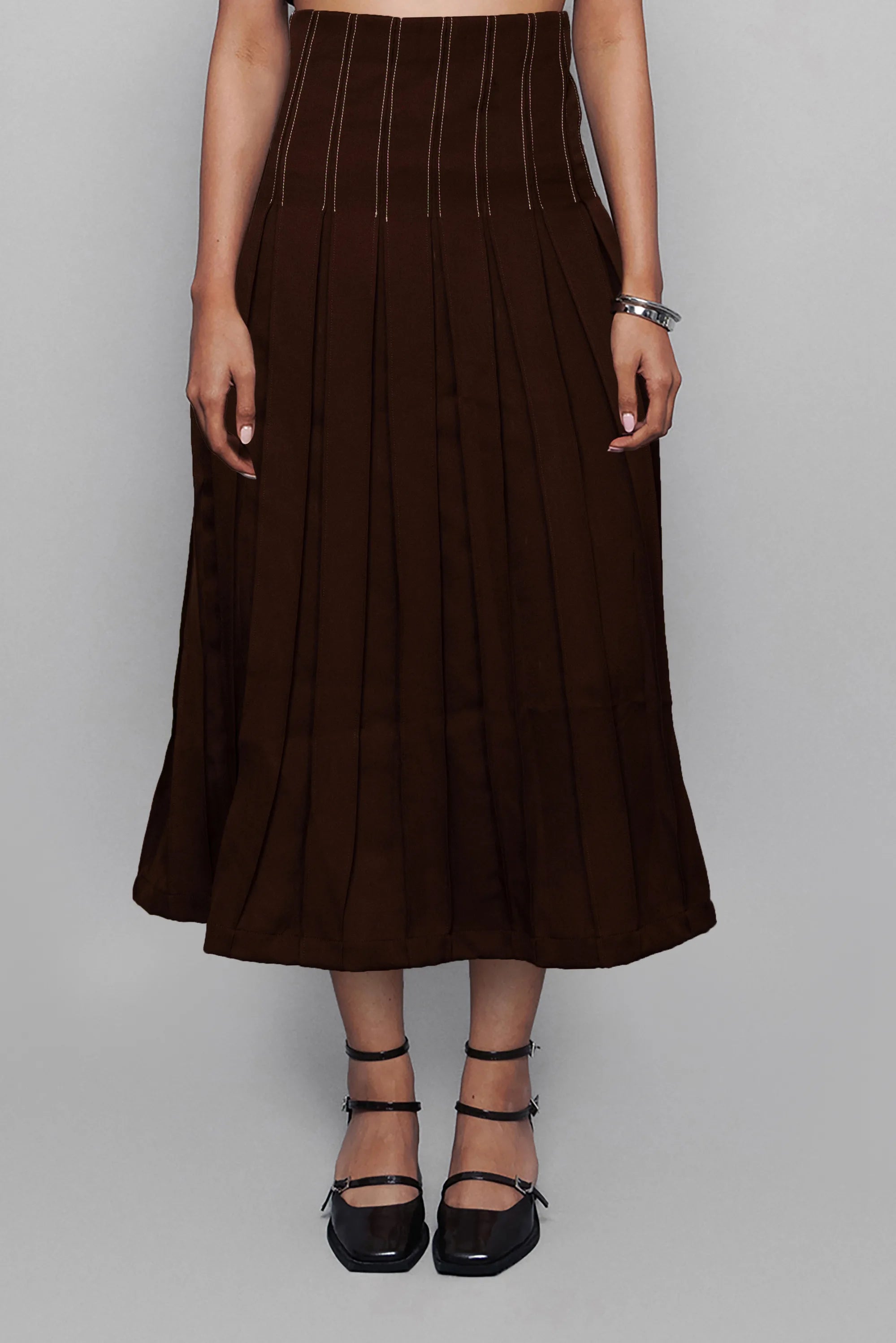 Cinched Corset Skirt Brown