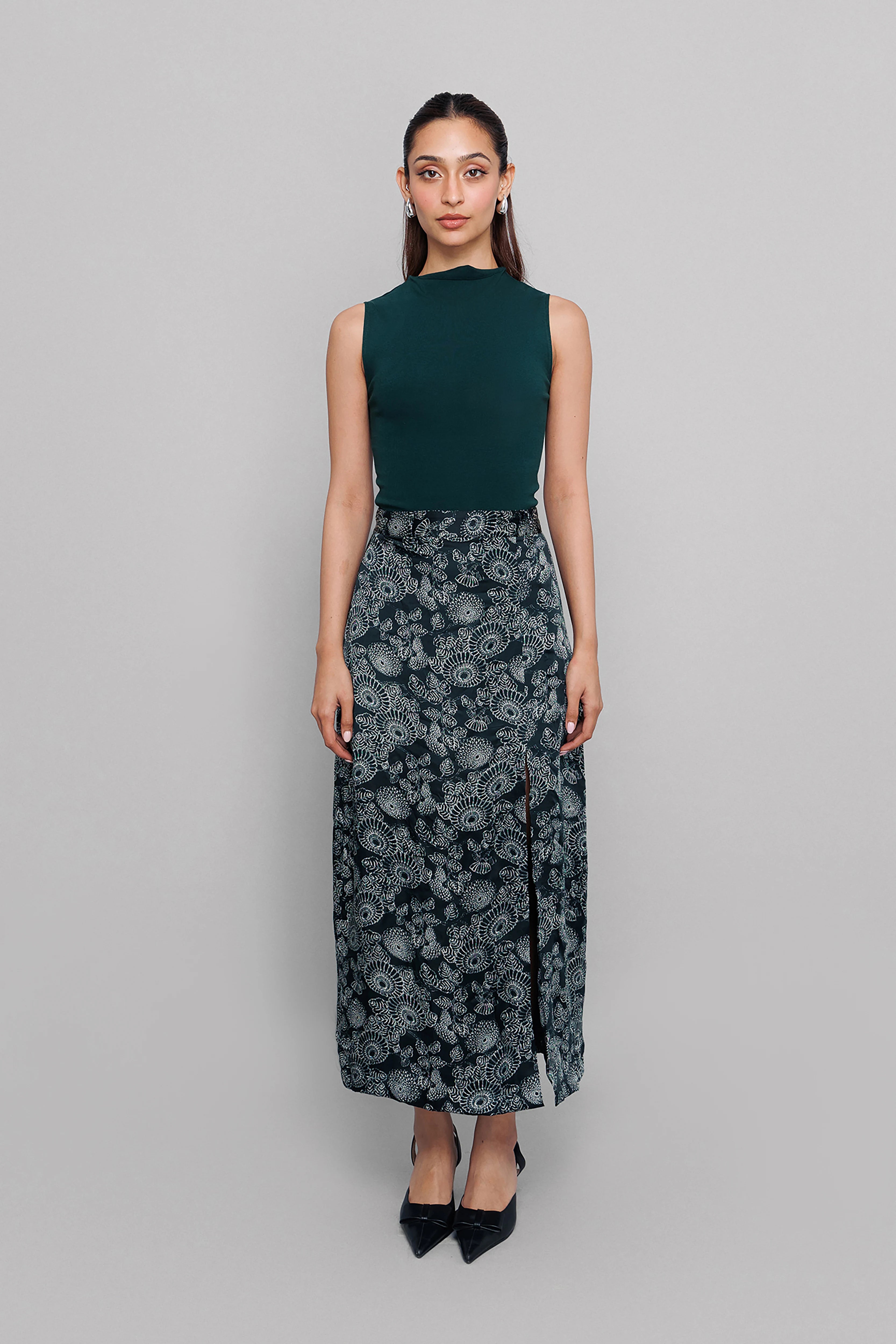 Black Sip Slit Skirt
