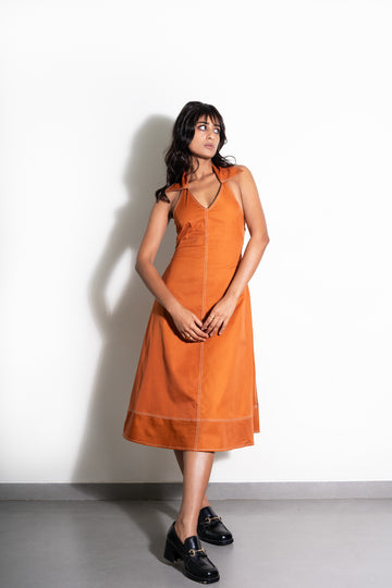 Burnt Orange Collar Dress