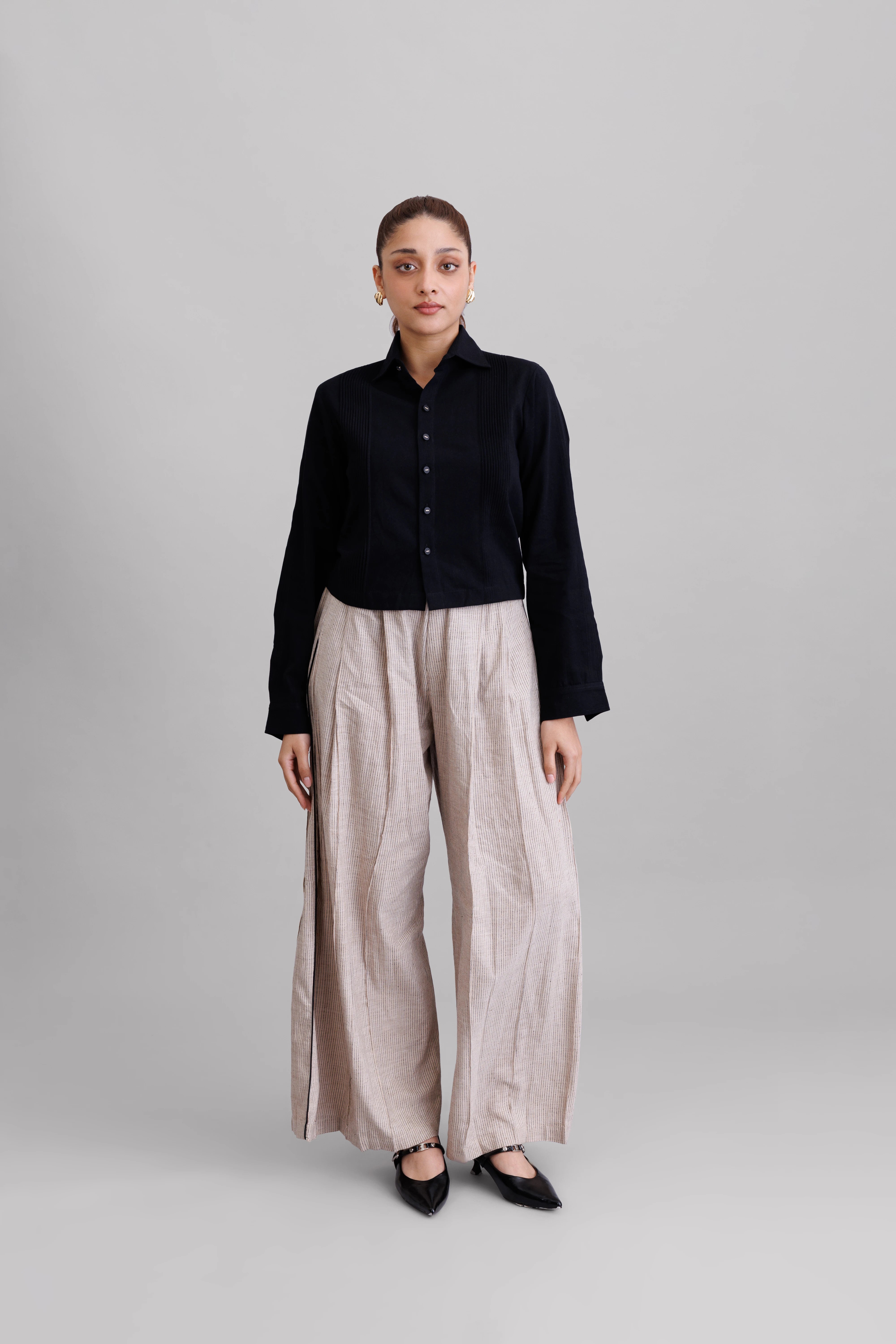 Deep Black Tuck Shirt