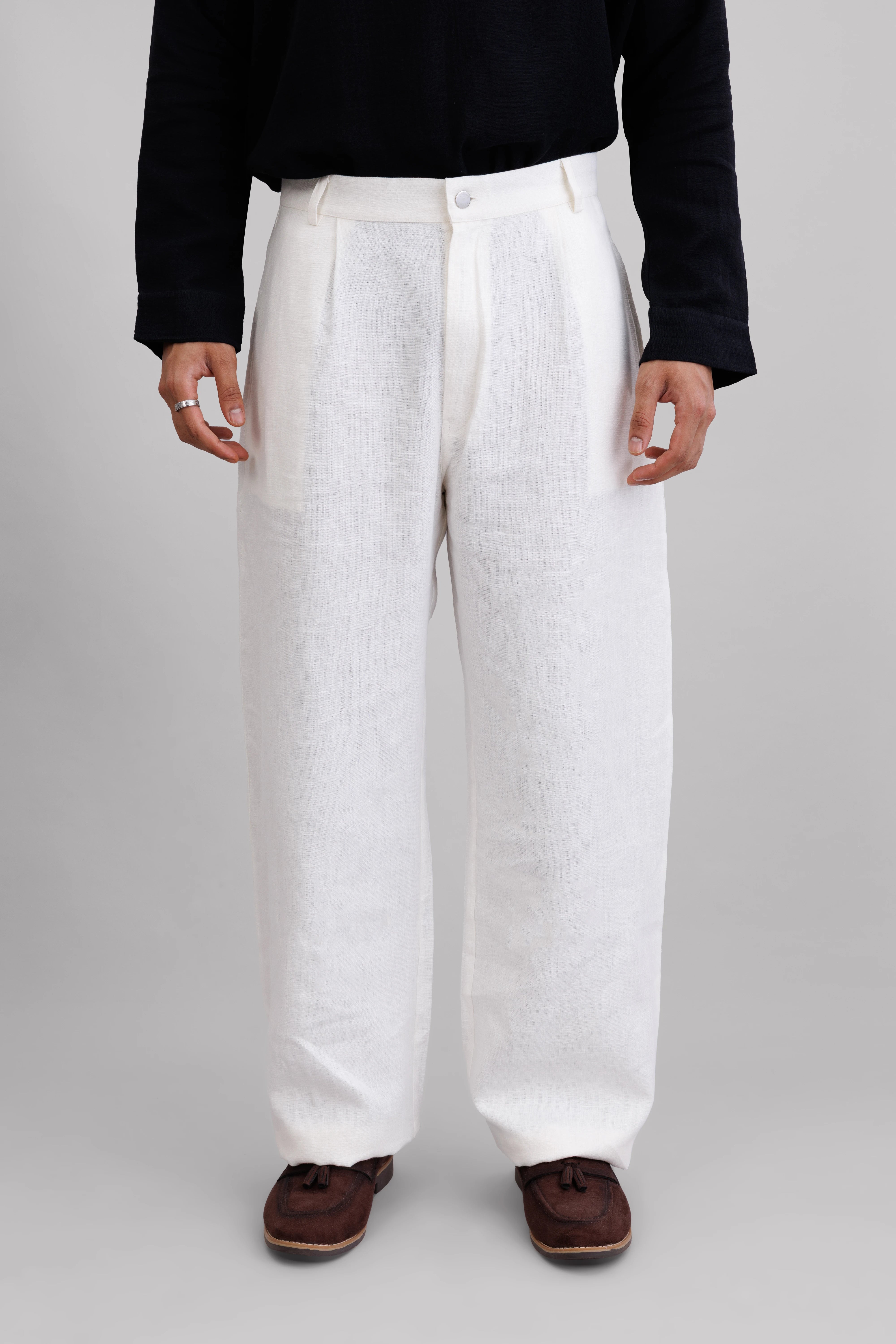 Ivory Pleated Pants