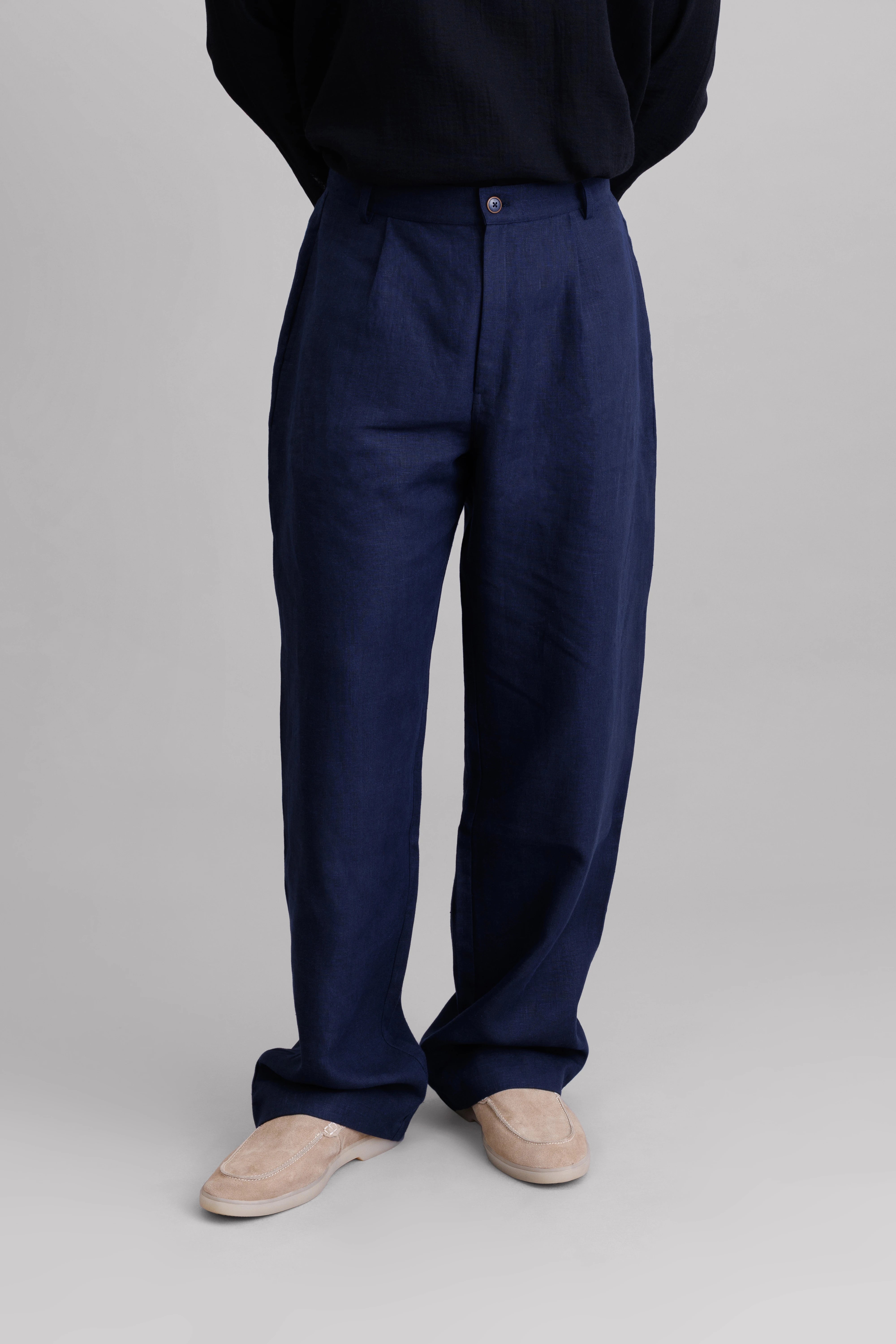Indigo Pleated Pants