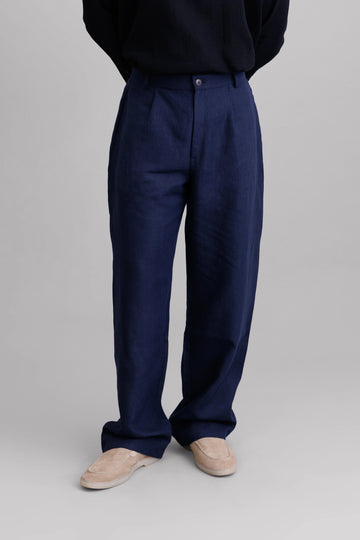 Indigo Pleated Pants