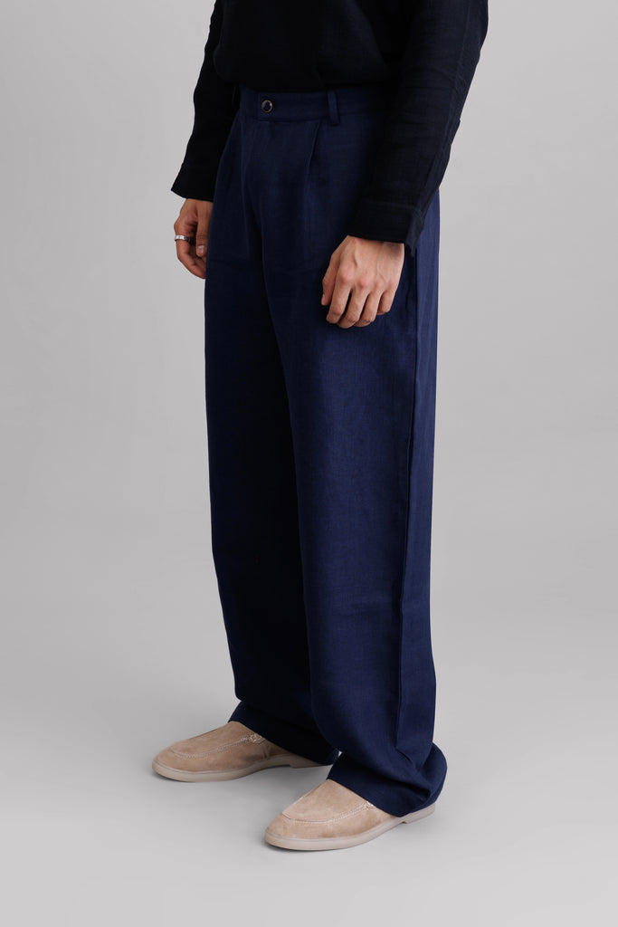Indigo Pleated Pants
