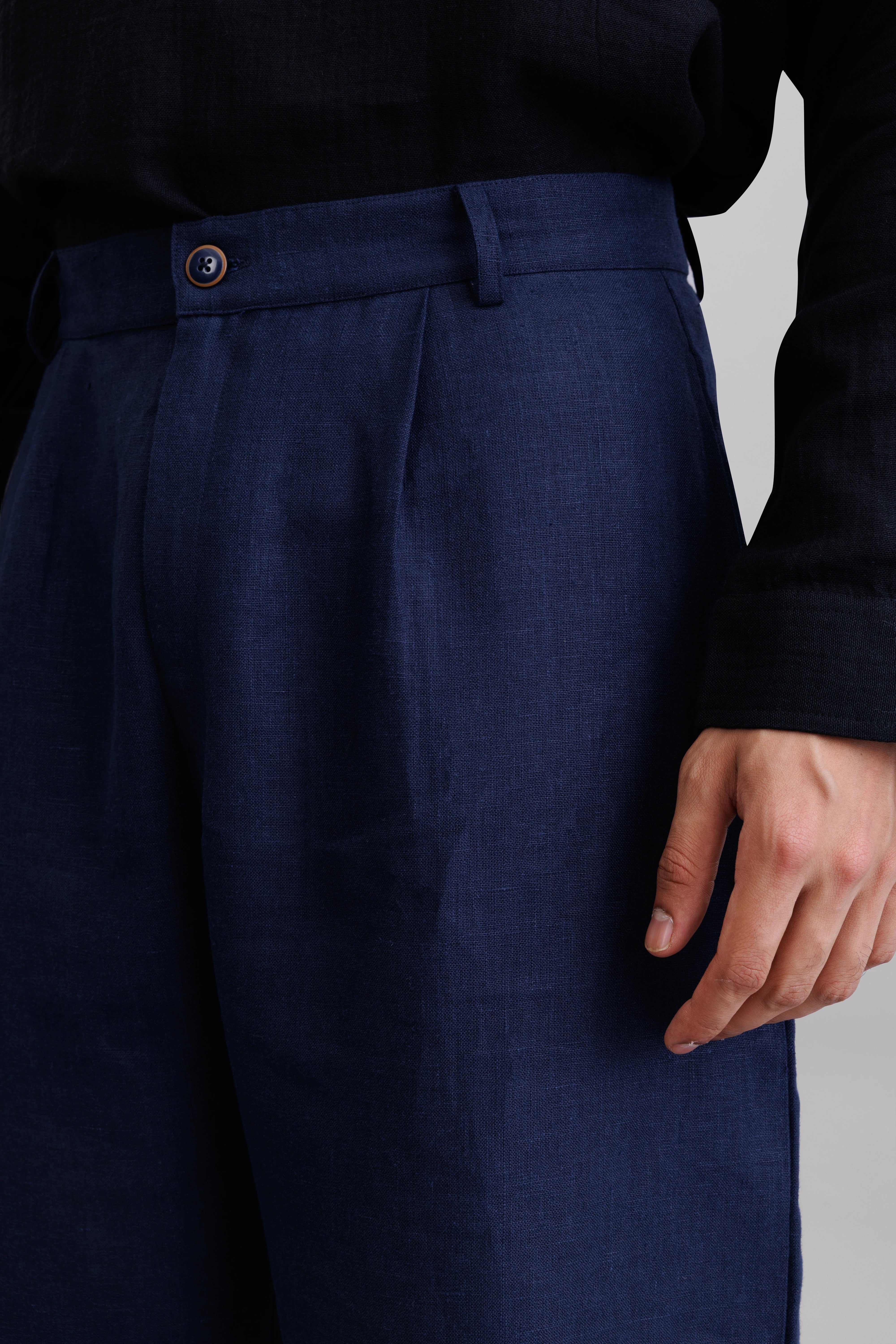 Indigo Pleated Pants