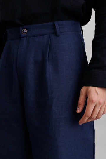 Indigo Pleated Pants