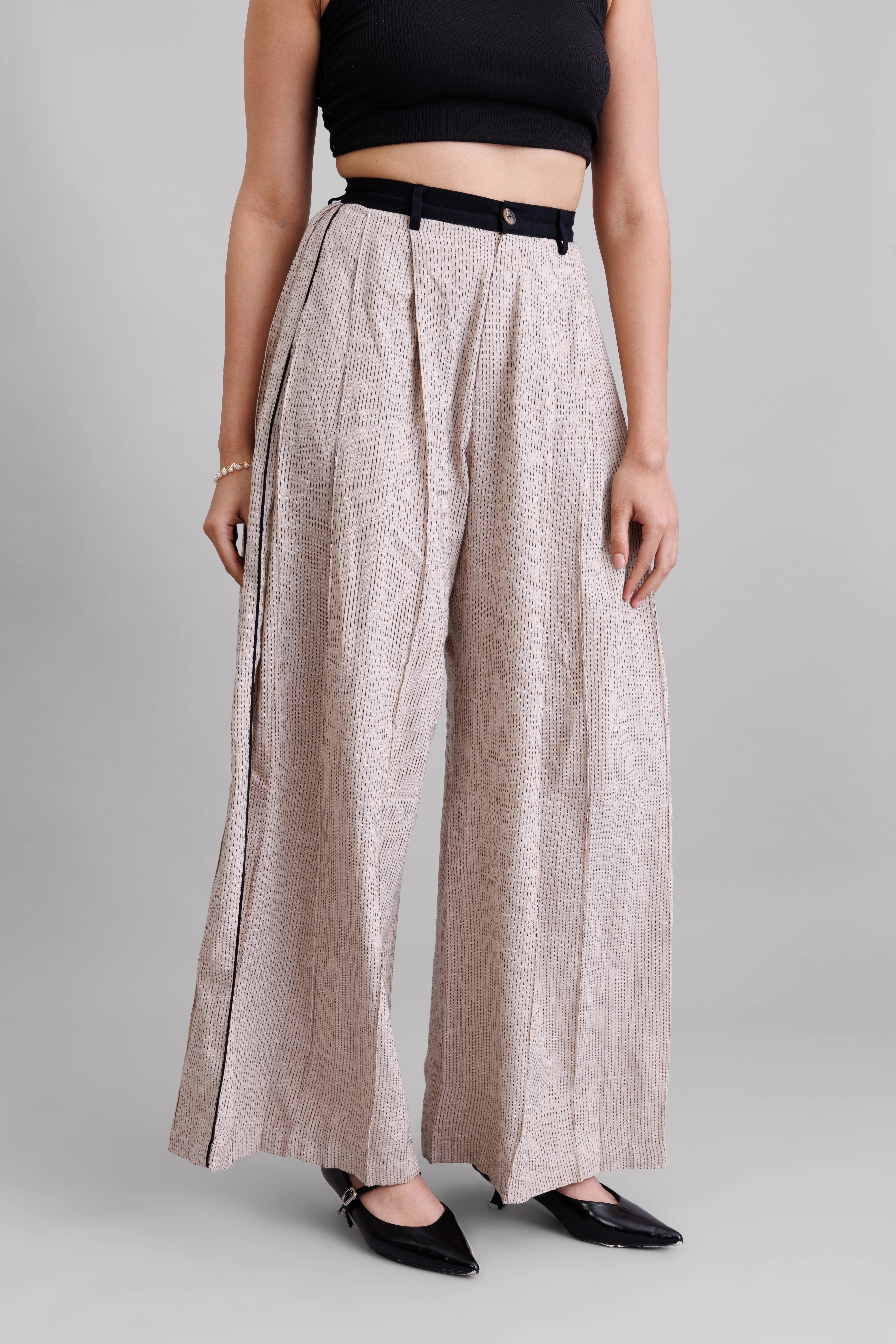 Khaki Striped Pants