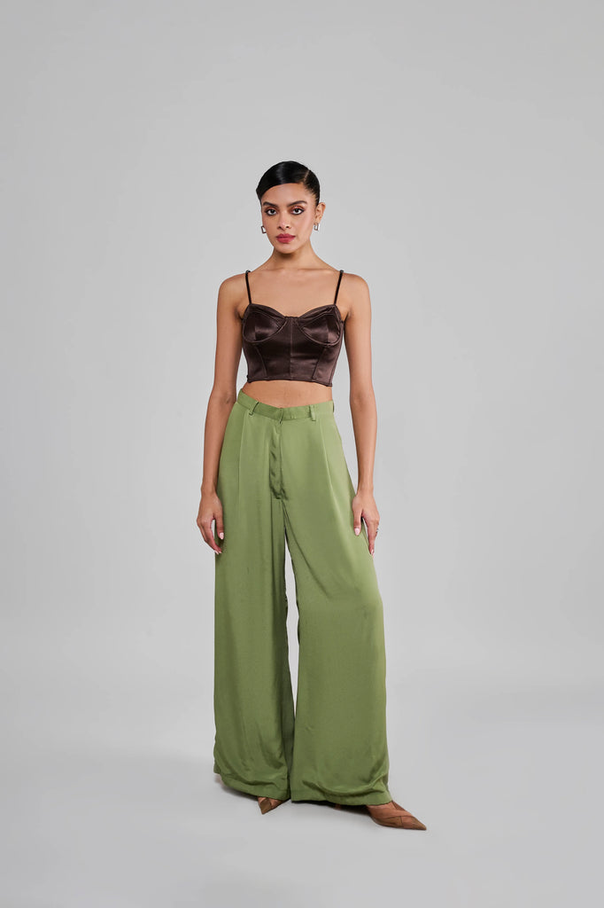 Green Crepe Pants