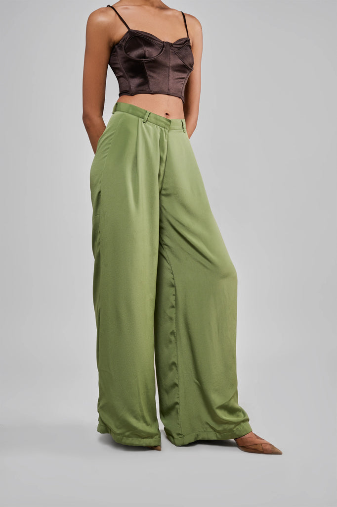 Green Crepe Pants