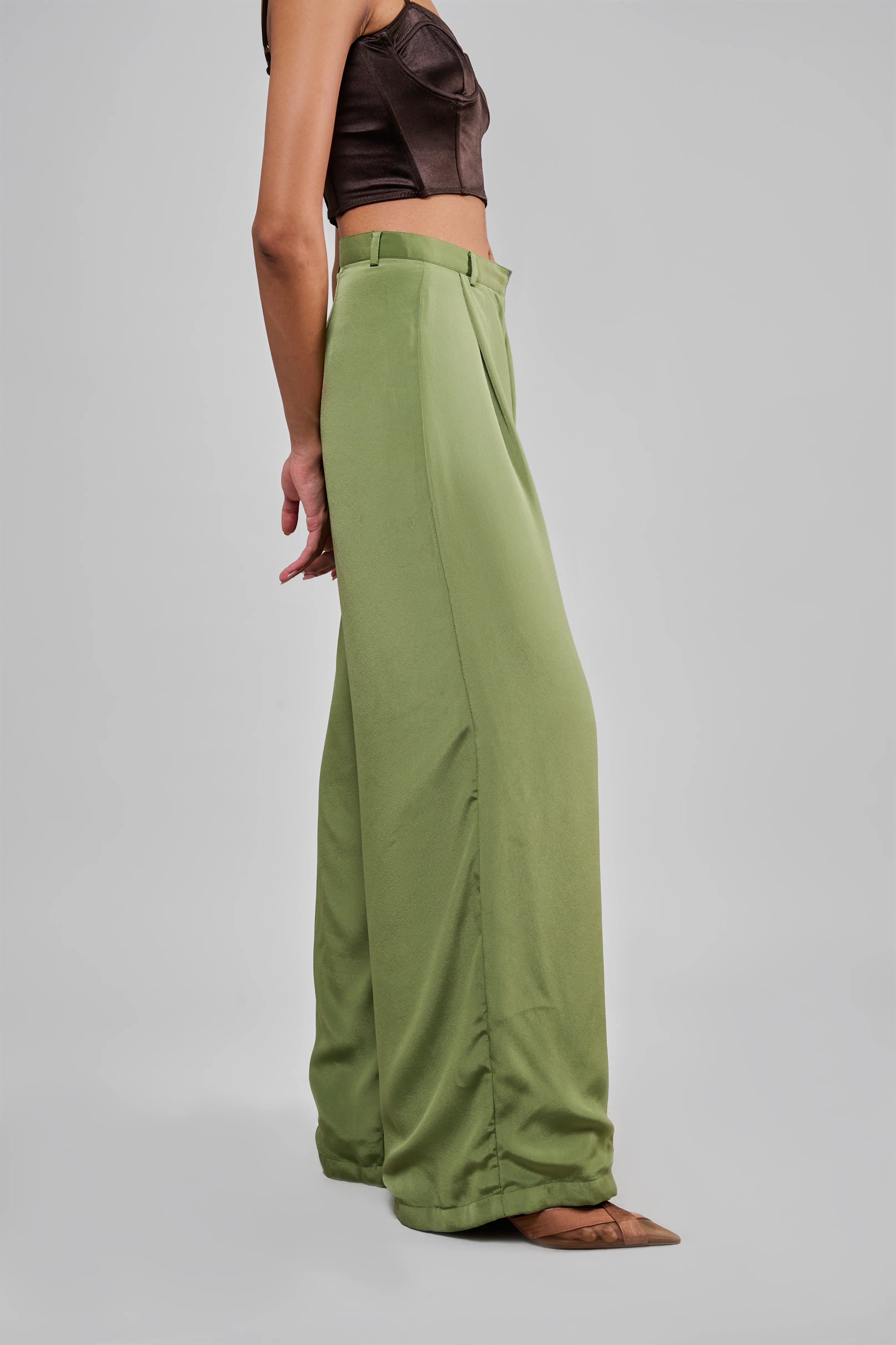 Green Crepe Pants