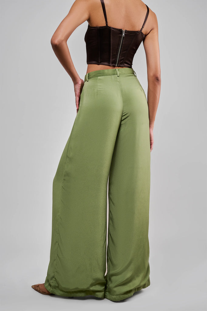 Green Crepe Pants