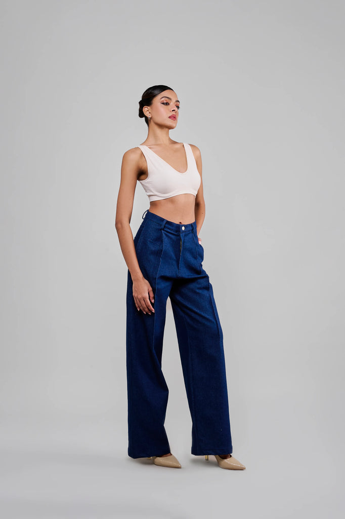 Indigo Spine-Seam Pants
