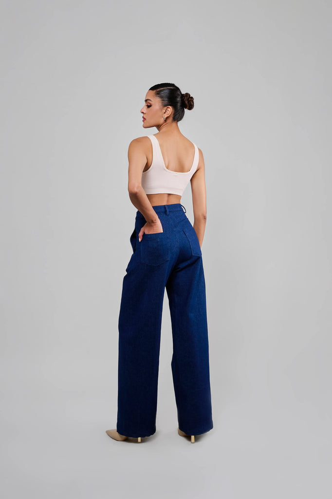 Indigo Spine-Seam Pants