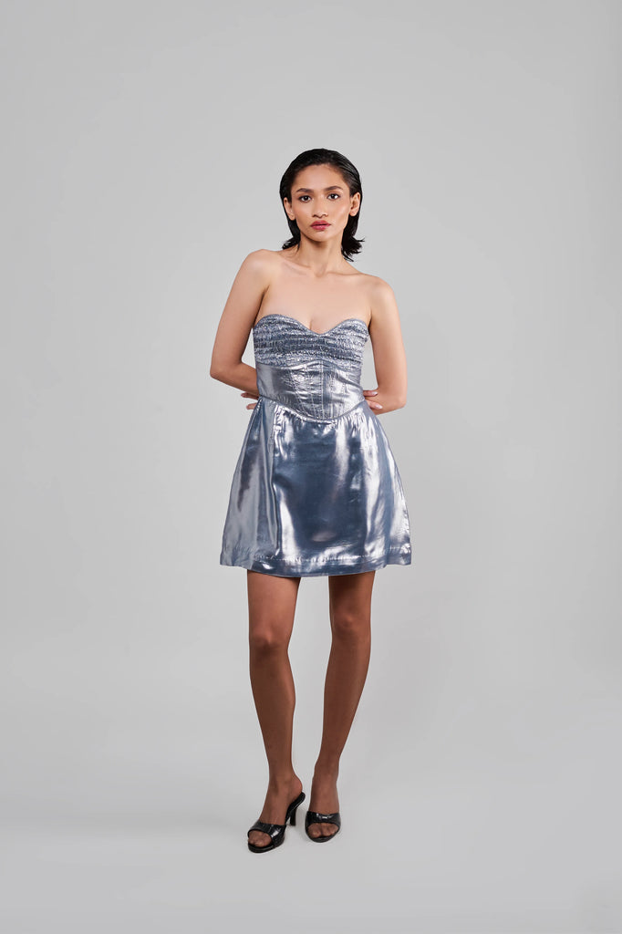 Smock Metalic Mini Dress