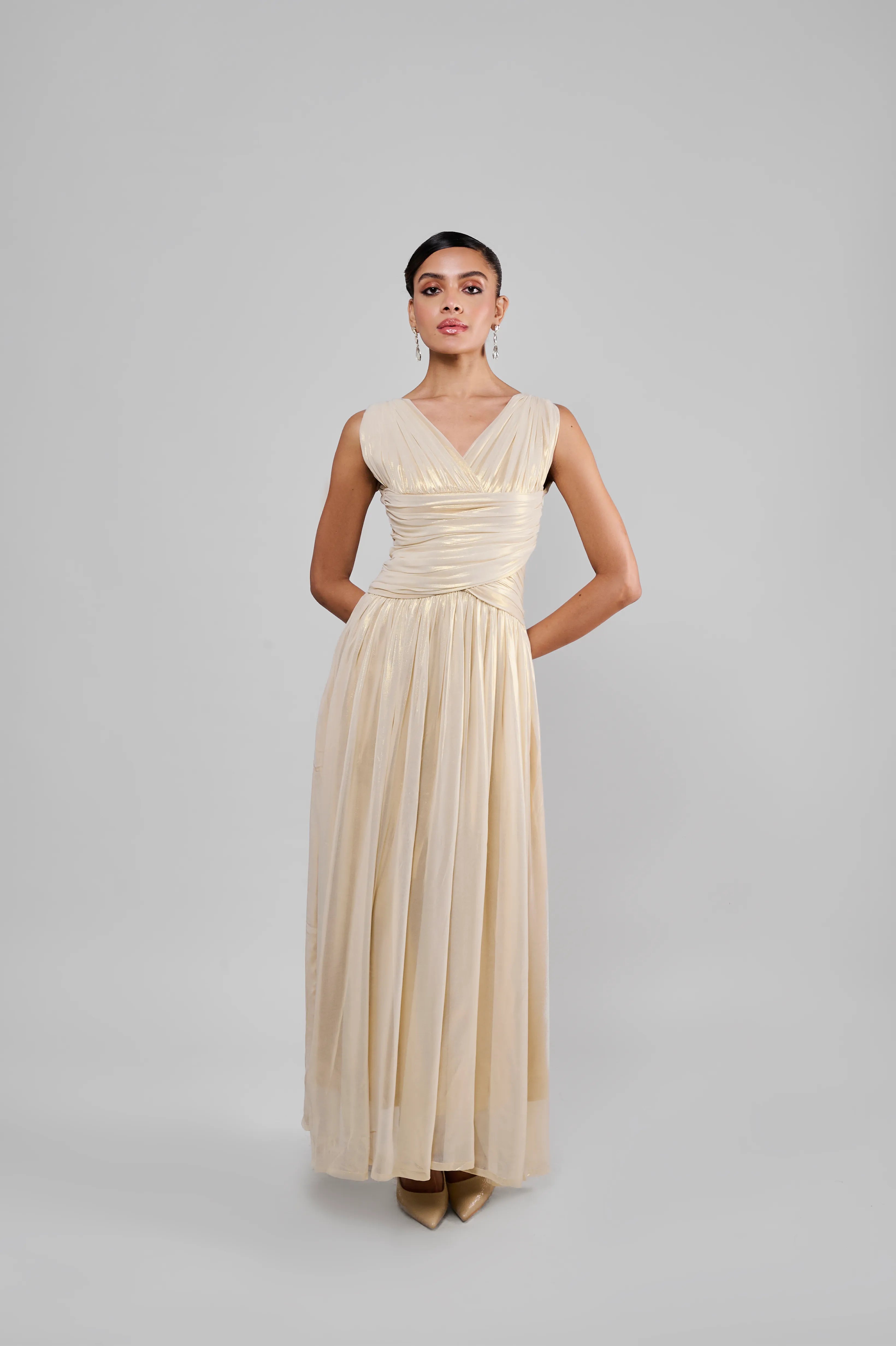 Gold Pleated Dress