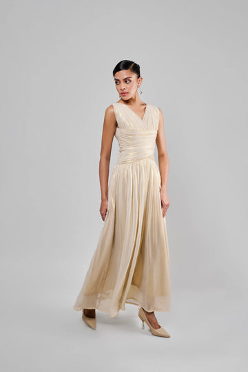 Gold Pleated Dress