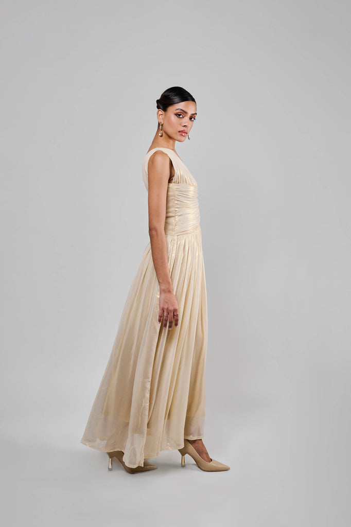 Gold Pleated Dress