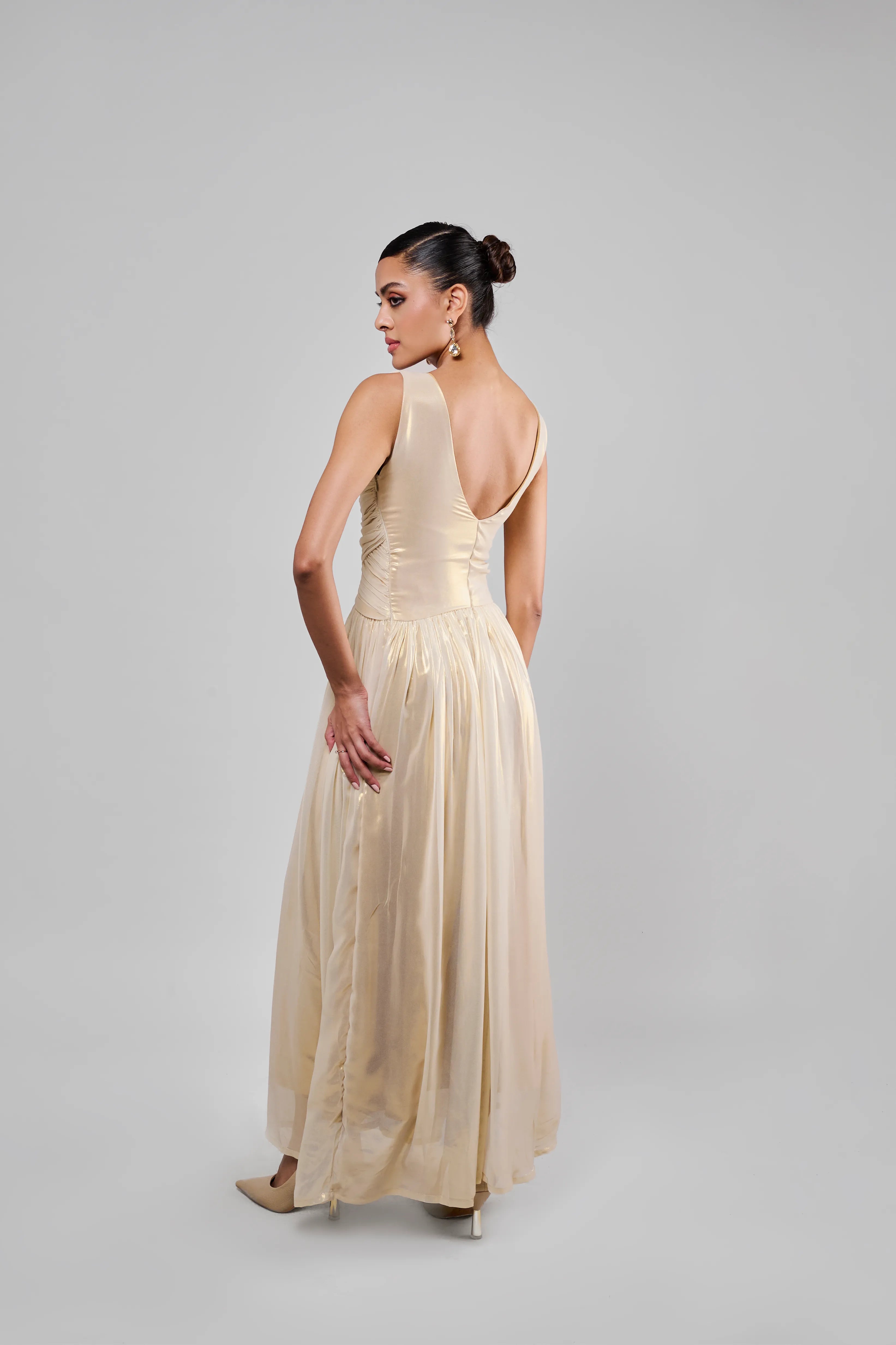Gold Pleated Dress