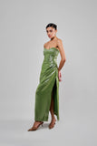 Matcha Shimmer Slit Dress