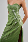Matcha Shimmer Slit Dress