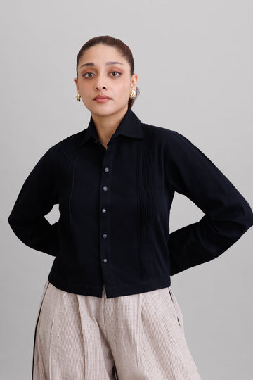 Deep Black Tuck Shirt