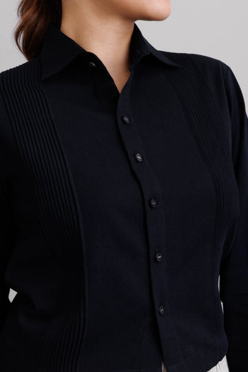 Deep Black Tuck Shirt