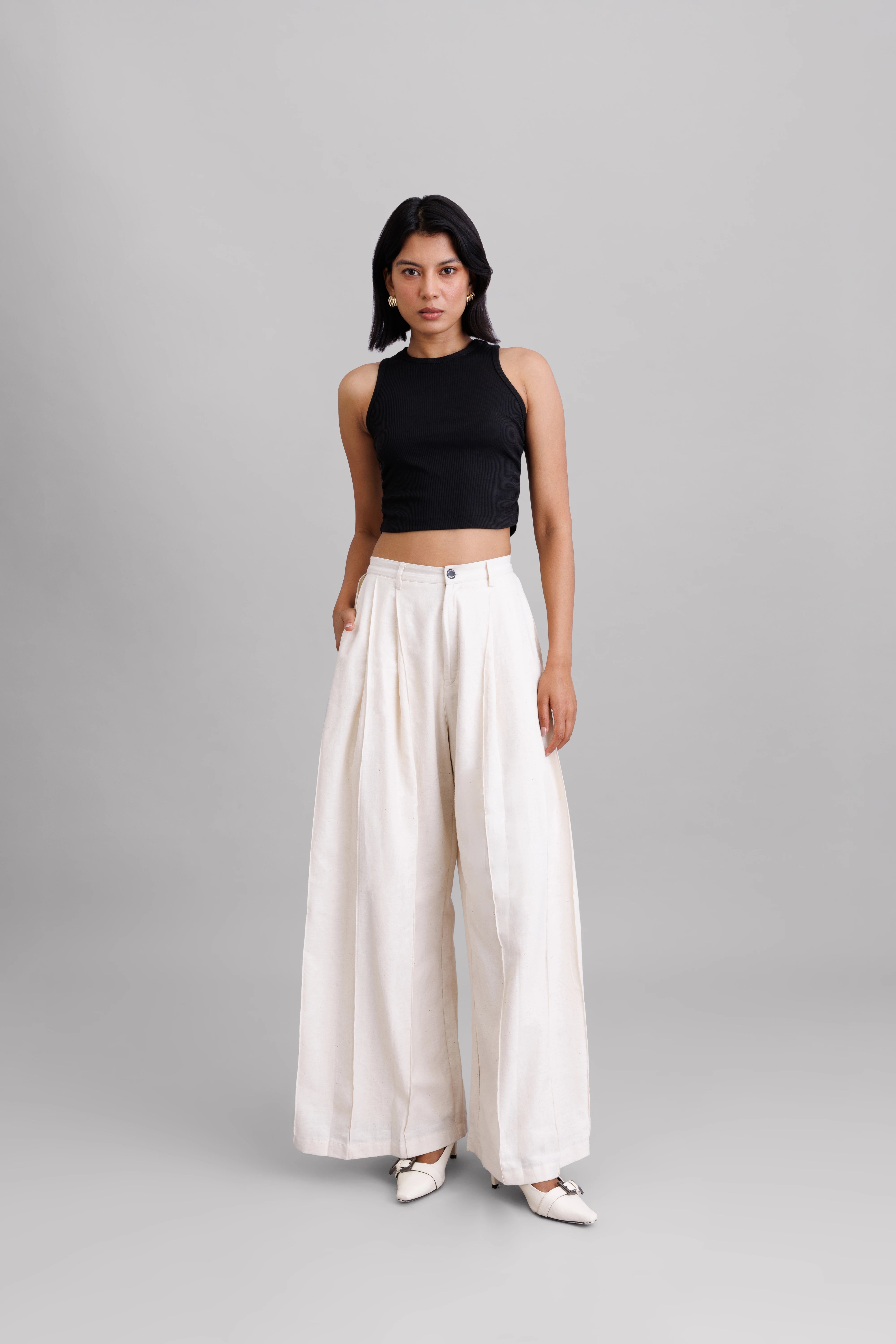 Ecru Tube Pants
