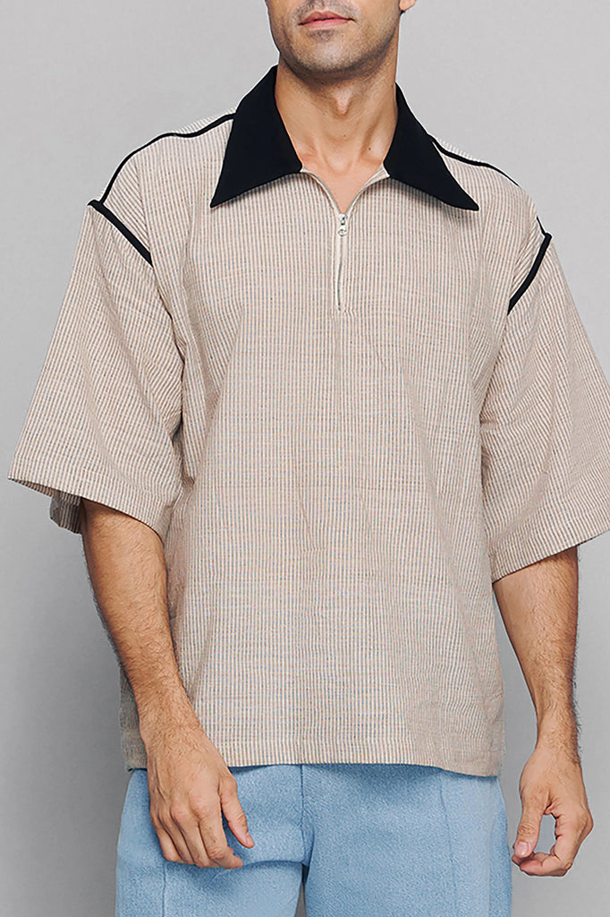 Collared Zip Box Tee