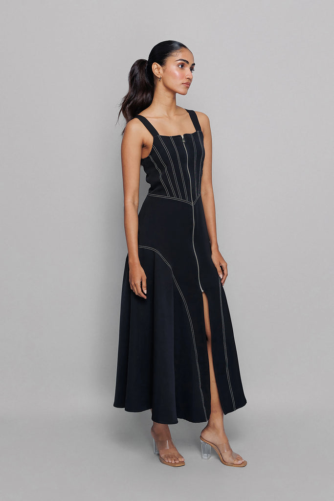 Jet Black Zip Dress