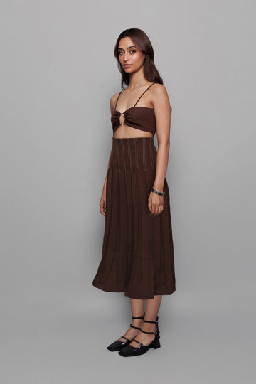 Snitched Corset Skirt Brown