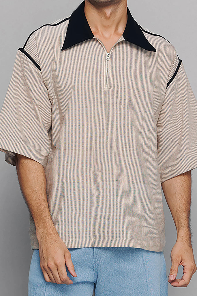 Collared Zip Box Tee