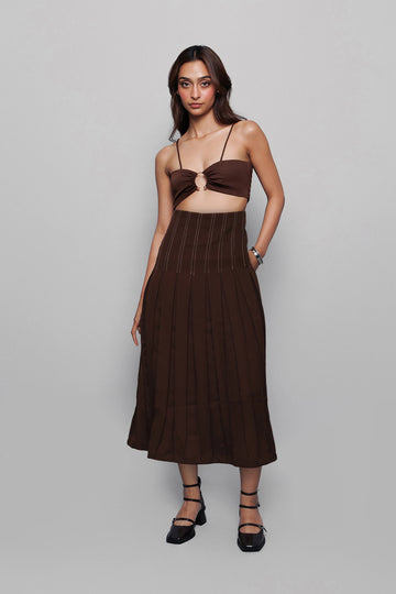 Snitched Corset Skirt Brown