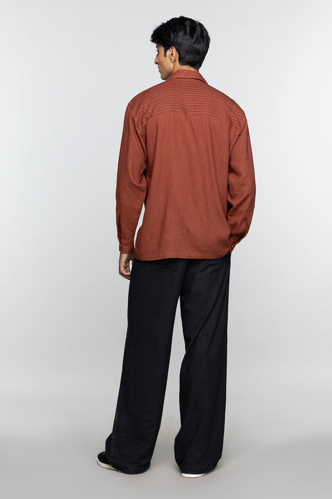 Rust Pintuck Shirt