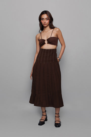 Snitched Corset Skirt Brown