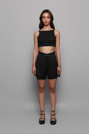 Black Smock Ring Top