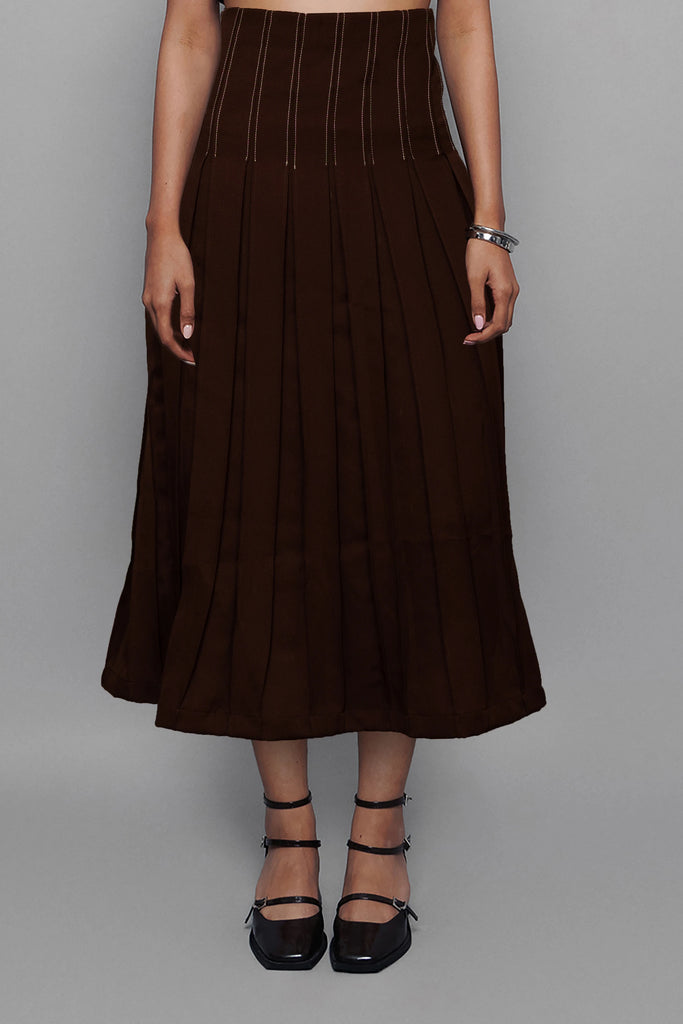 Snitched Corset Skirt Brown