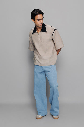 Collared Zip Box Tee