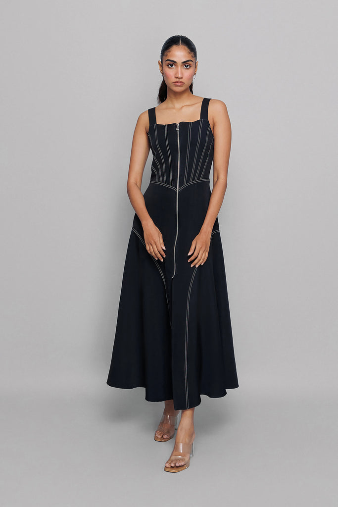 Jet Black Zip Dress